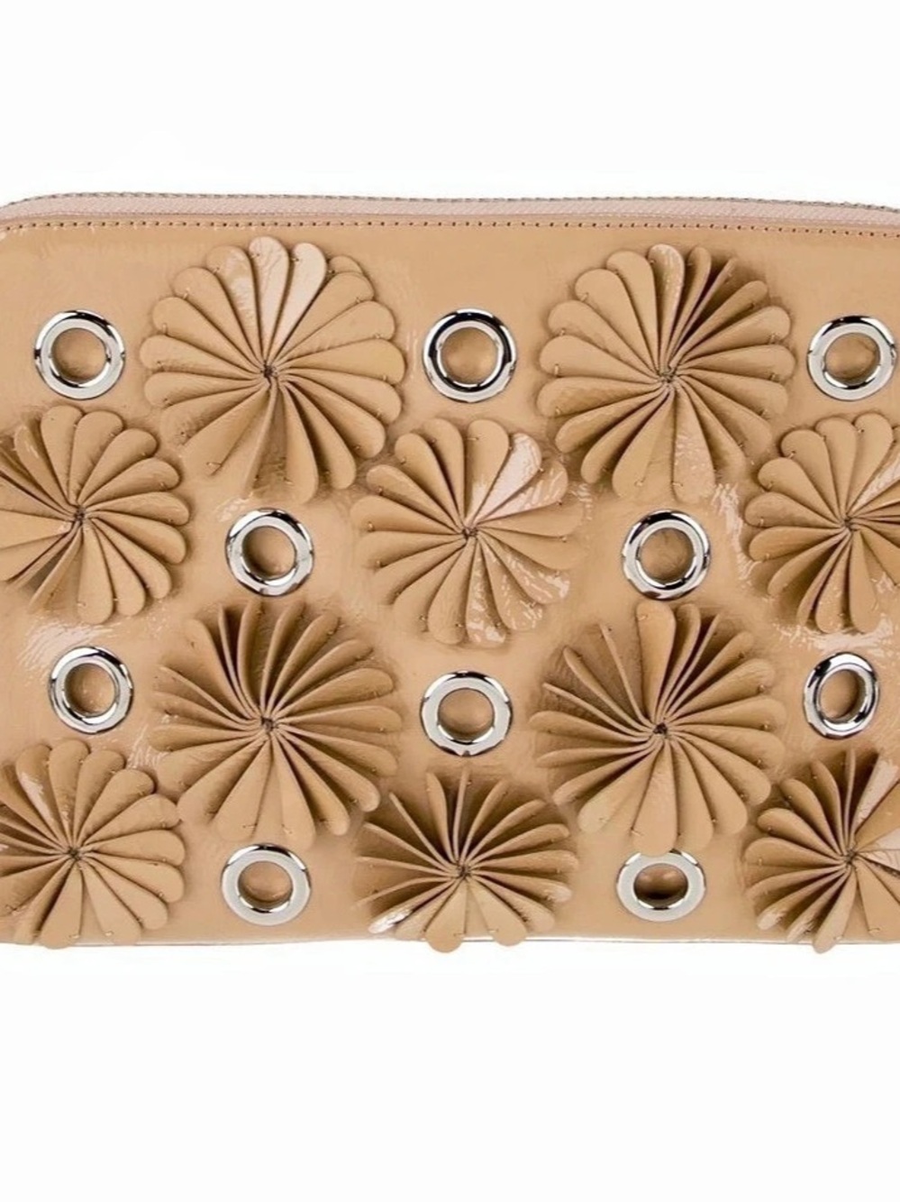 $495 3.1 Phillip Lim Patent Leather Floral
Applique Clutch